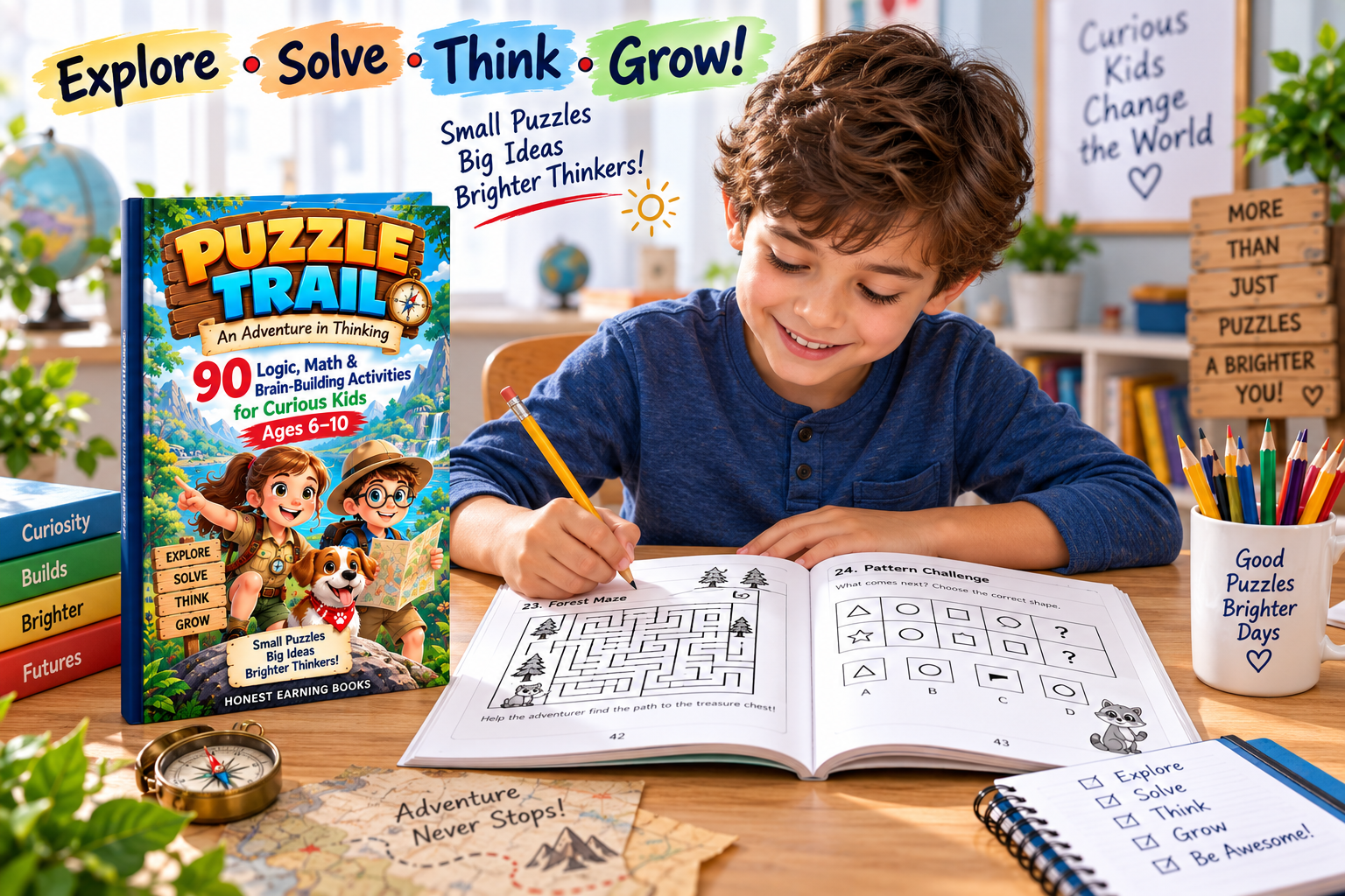Kids solving Puzzle Trail activities