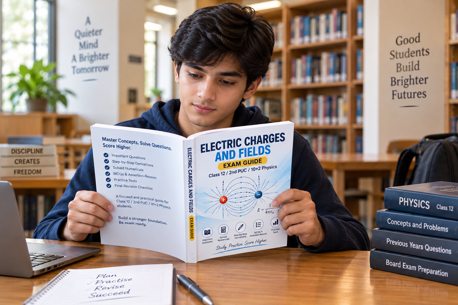 Student studying Electric Charges and Fields Physics Exam Guide