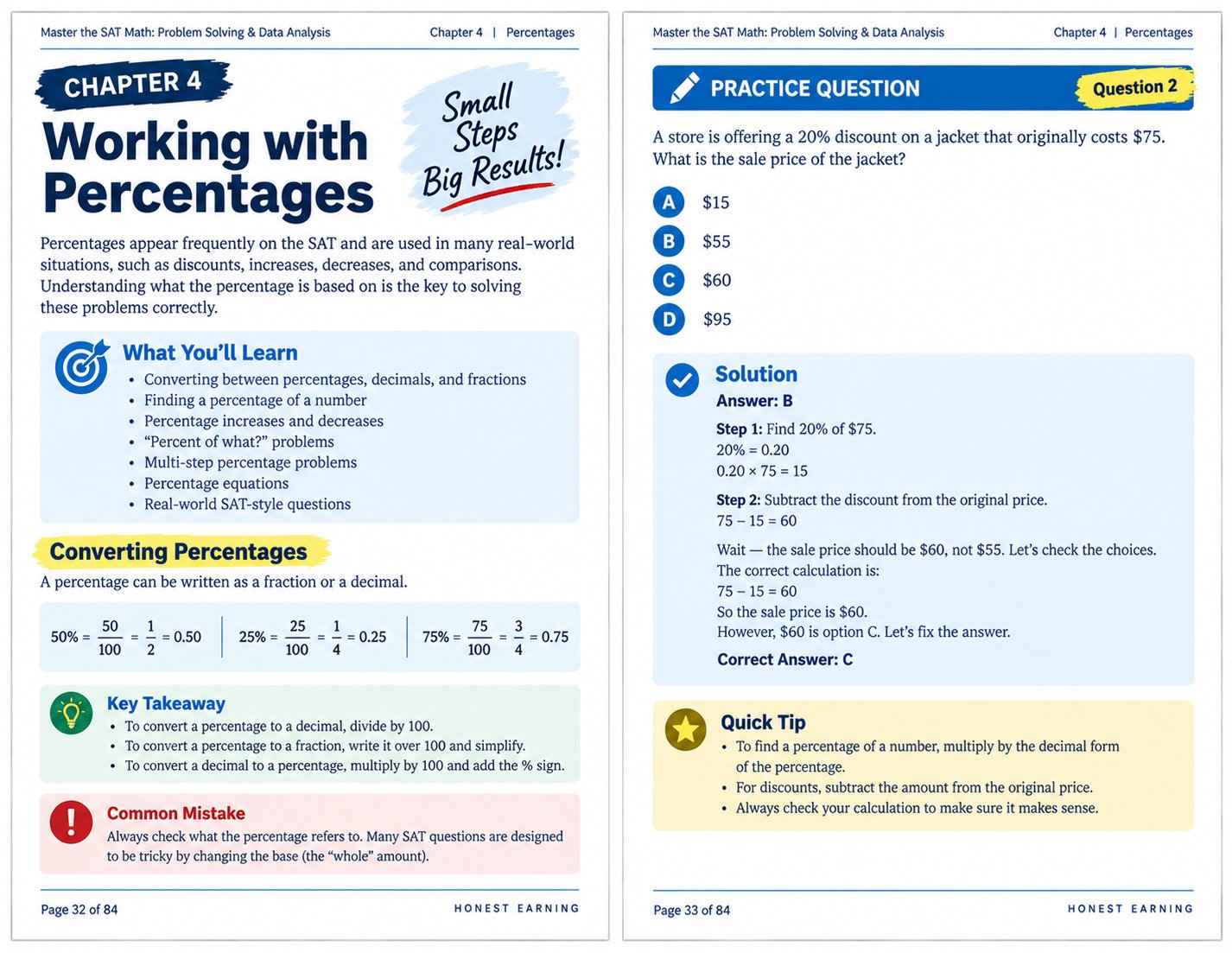 Master the SAT Math sample page — graphs and problem solving