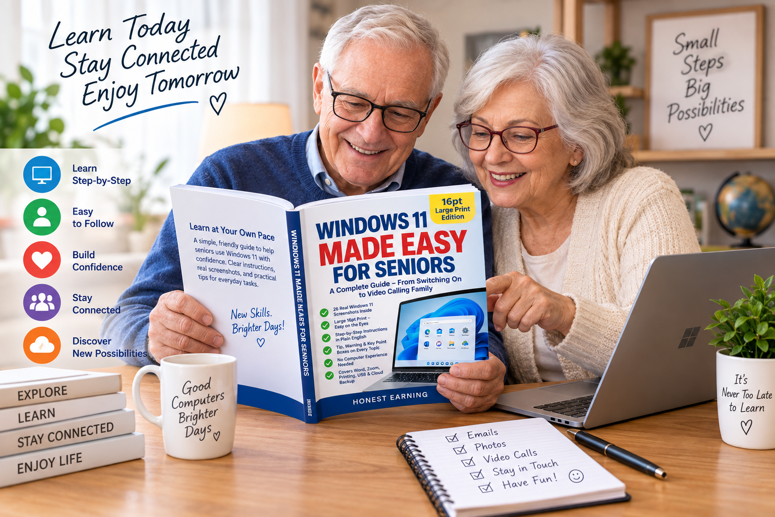Windows 11 Made Easy for Seniors reading together