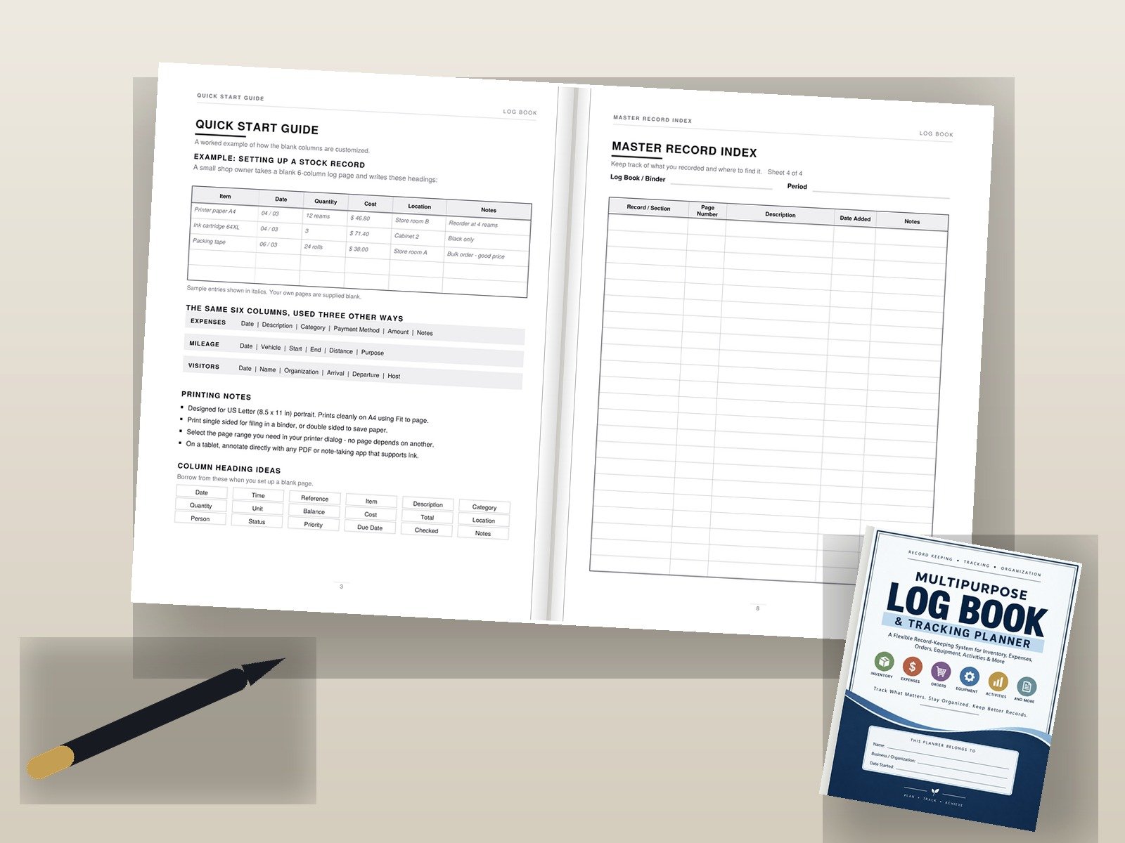 Multipurpose Log Book cover mockup