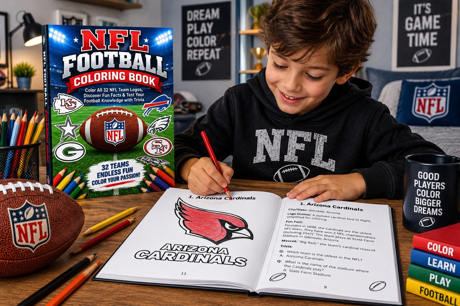 NFL Football Coloring Book mockup