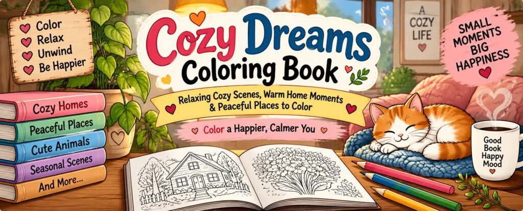 Cozy Dreams Coloring Book Banner