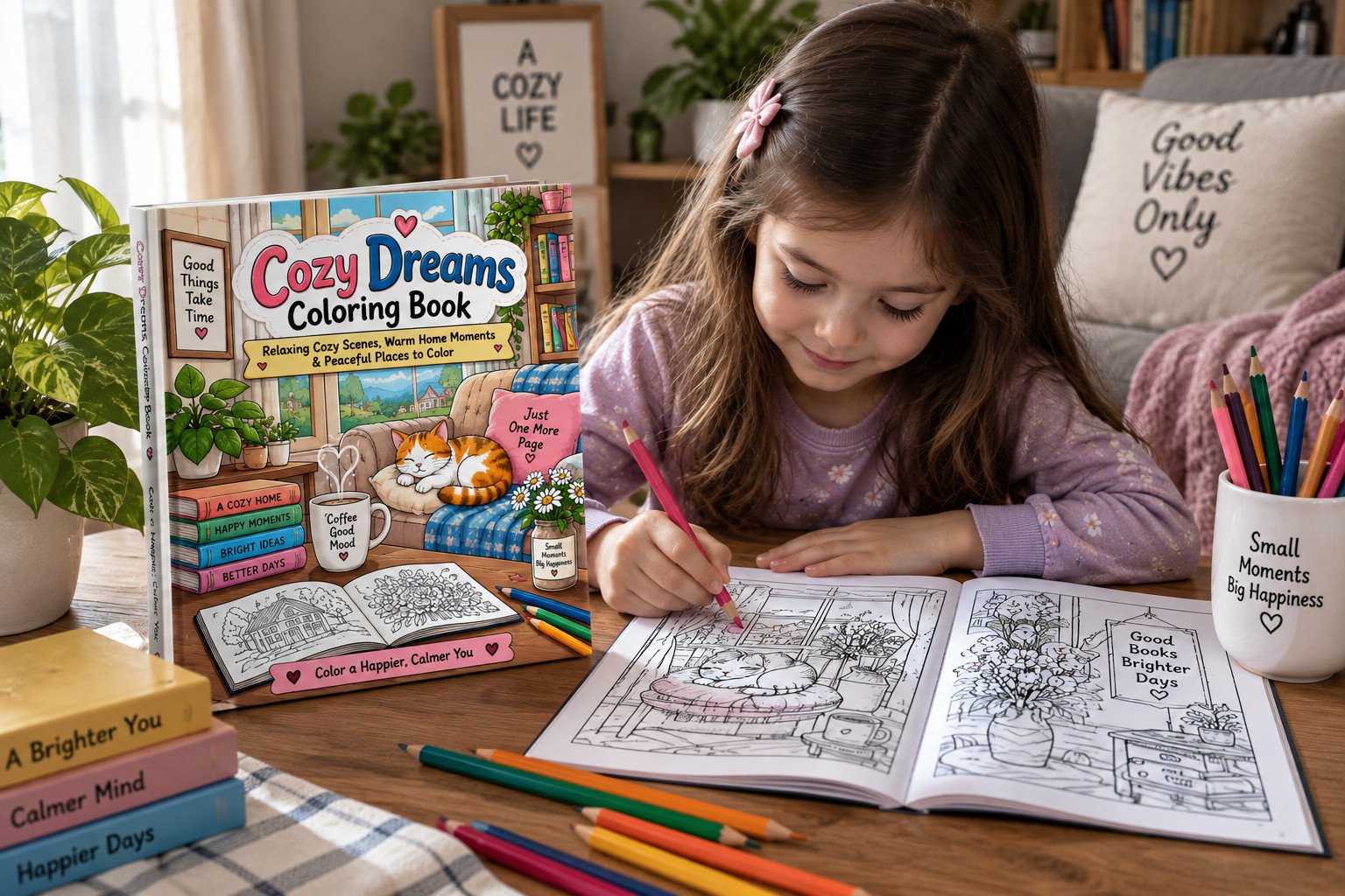 Girl coloring Cozy Dreams Coloring Book