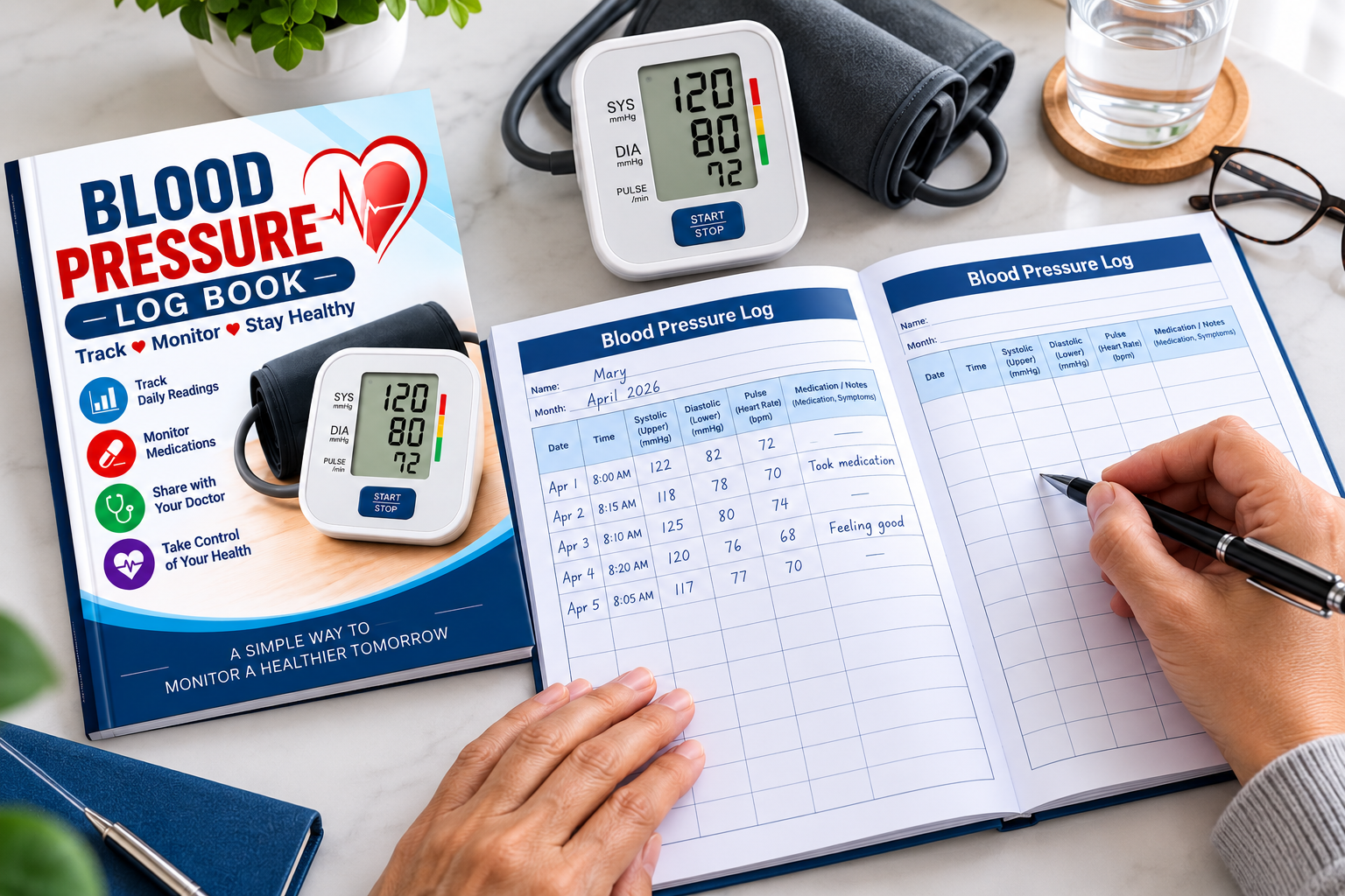 Blood Pressure Log Book lifestyle scene